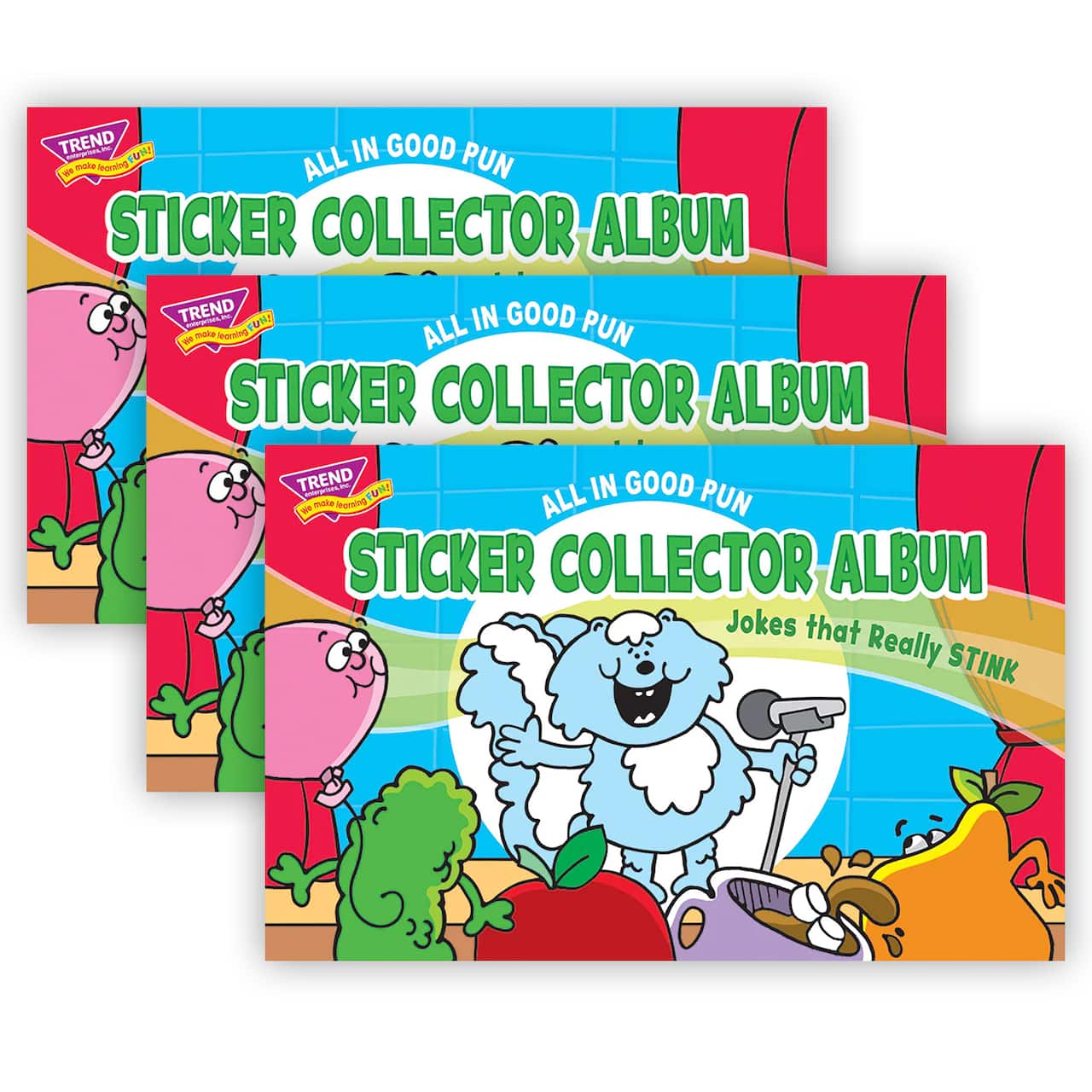 TREND Enterprises® All in Good Pun Sticker Collector Albums, 3ct.